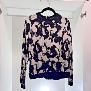 H&M Sweater Inkblot Rorschach Black White Gold wool blend M Medium